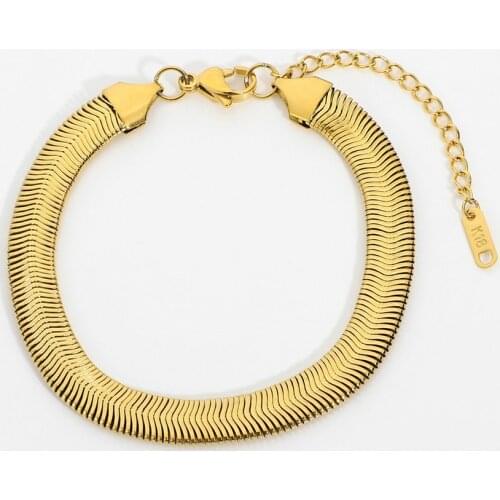 Chunky 8mm Cuban Chain Bracelet Jewerly 18K Gold Stainless Steel Bangle Centipede Cartilage Snake Chain Bracelet For Women