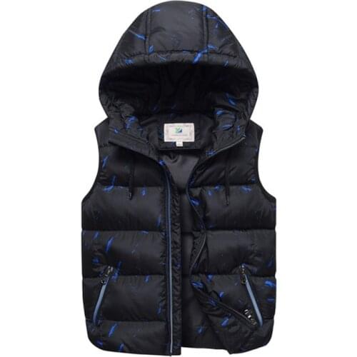Big Boys Waistcoat 2019 New Winter Teenage Sleeveless Jacket Warm Hooded Camouflage Cotton Boys Vest For 7-17Y BC797