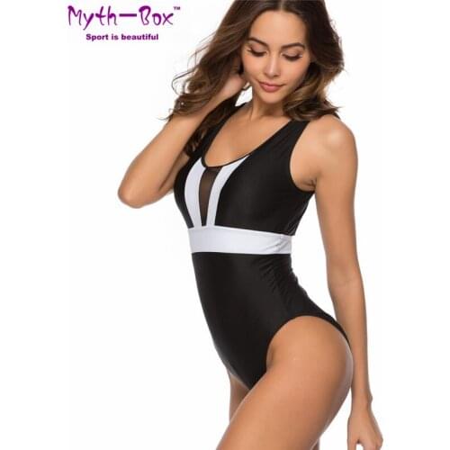 2020 One Piece Swimsuit Women Mesh Patchwork Swimwear Beach Wear Hollow Monokini Biquini Female Bathing Suit Swim Sport Bodysuit