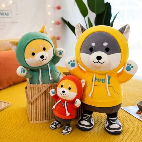 28-70CM Cool Hat Corgi & Shiba Inu Dog Plush Toys Cartoon Pillow Stuffed Soft Kawaii Animal Dolls Children for Kids Baby Gift