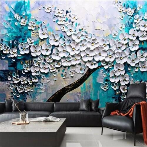Beibehang Custom 3d stereo wallpaper huge white fortune papel de parede oil painting wallpaper decorative painting 3d wallpaper