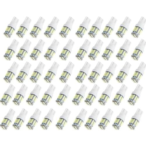 50pcs/Lot T10 7020 10SMD LED Car Bulbs For Clearance Lamp License Plate Light Wedge Replacement Reverse Instrument 12V