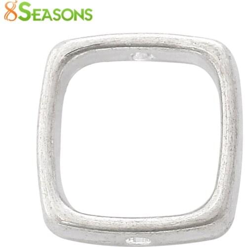 8SEASONS Bead Frames Rectangle silver-color (Fits 10mm Beads) 14mm x 13mm( 4/8" x 4/8"),Hole:Approx 1.6mm,10PCs (B35976)