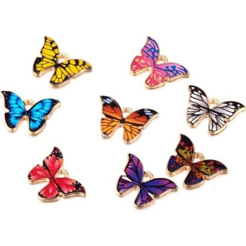 DIY Jewelry Accessories Dripping Pendant Alloy Butterfly Transparent Pattern Cloth Bracelet Necklace Making Material