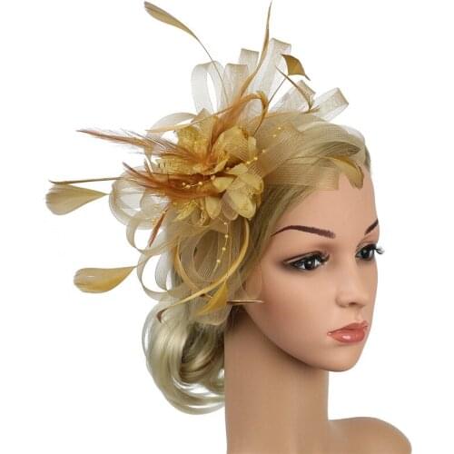 Banquet Feather Hair Pins Headdress Wedding Party Bridal Tiara Women Fascinators Clip Ladies Accessory Wedding Women Head Band