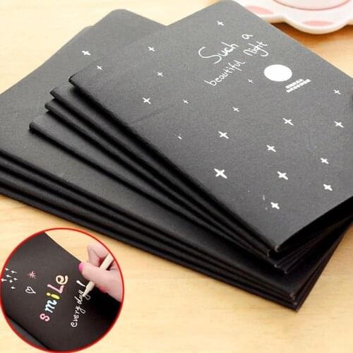 3PCS Black Sketchbook Diary for Drawing Painting Graffiti Soft Cover Black Paper Sketchbook Notebook Office School Supplies Gift