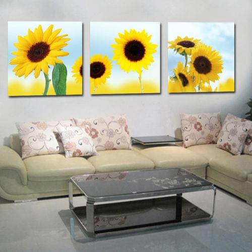 Art Oil Painting Modern Wall Home Deco Sunflower Scenery Picture Canvas No Frame