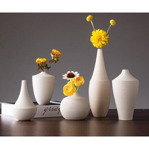 Nordic Ceramic Vase Ornaments Home Livingroom Table Flower Pot Figurines Crafts Hotel Office Fake Flower Accessories Decoration