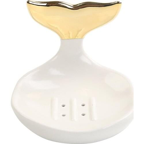 Ceramic Soap Box Drain Simple Fashion Soap Box Hotel Bathroom Decoration Soap Dish Holder Jewelry Ring Holder