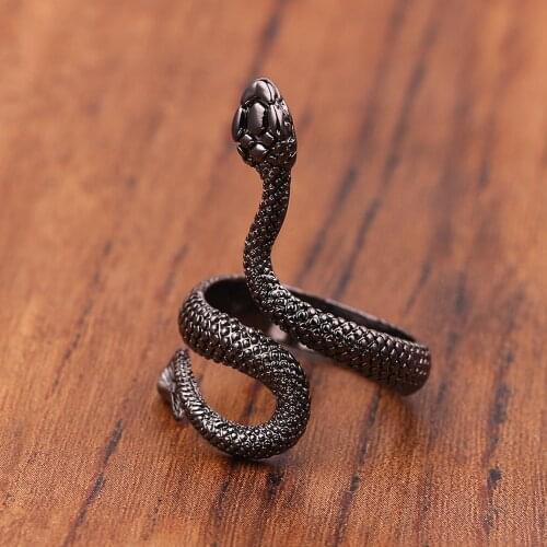Creative Personality Ring Stereoscopic New Retro Punk Exaggerate Snake Ring Opening Adjustable Size Ring Man Women Jewelry Gift
