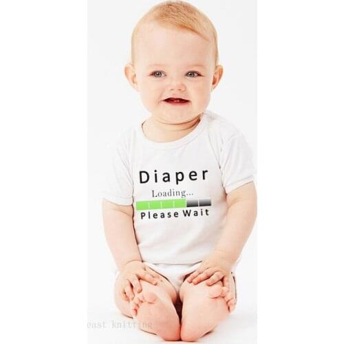 Newborn Jumpsuits Children Clothes Outfits Summer Infant Rompers 0-24M Kids Outwear Onesie Tops With Sticker Gift Please Wait