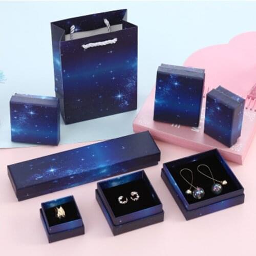 Jewelry Gift Box Starry Sky Packaging for Bracelet Necklace Ring Earring Wedding Bride Present Jewelry Storage Organizer Display