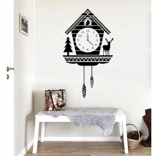 Creative Rustic Cuckoo Clock Wall Sticker Animal Clock Kids Room Decoration Vinyl Art Removable Poster Mural LX161