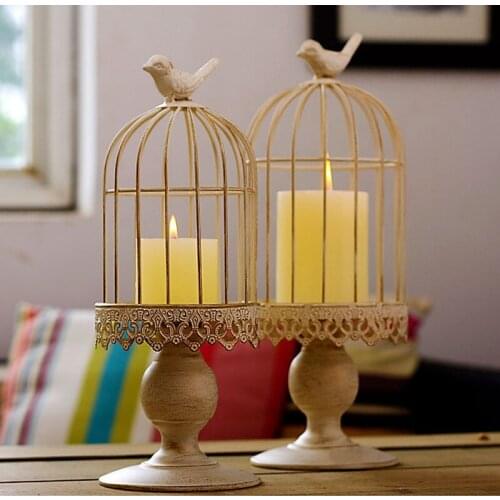 2 size Birdcage Creative Iron Metal Block Candle Holder Stand Candlestick MetalCraft home decoration Wedding Candle Holders