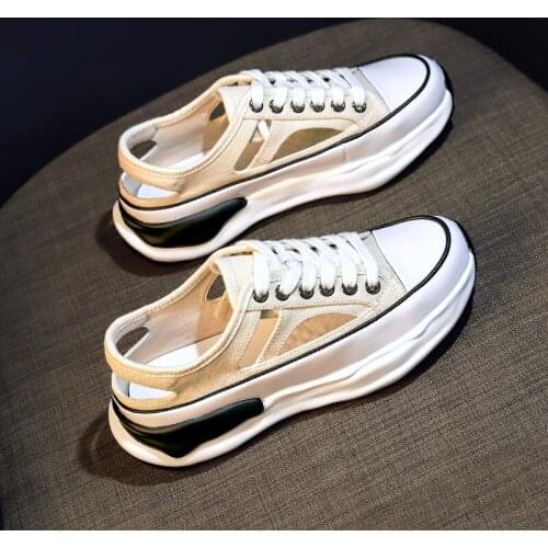 Women Casual Shoes Fashion Breathable Walking Shoes Mesh Lace Up Platform Sneakers Women Tenis Feminino White Vulcanized Shoes