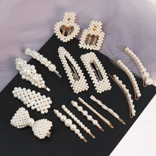 Fashion Pearl Hair Clip for Women Elegant Korean Design Snap Barrette Stick Hairpin Hair Styling Accessories