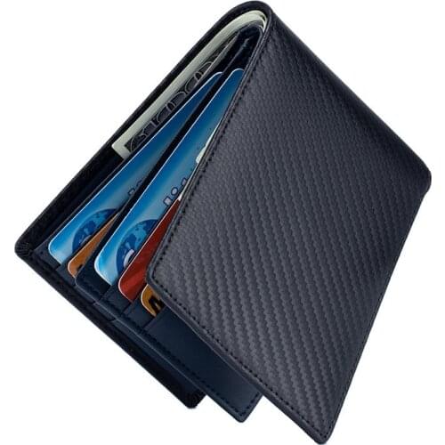Japan Style Mens Wallet Genuine Leather Driver License Carbon Fiber Short Wallet Microfiber Slim Bank Credit Card Holder