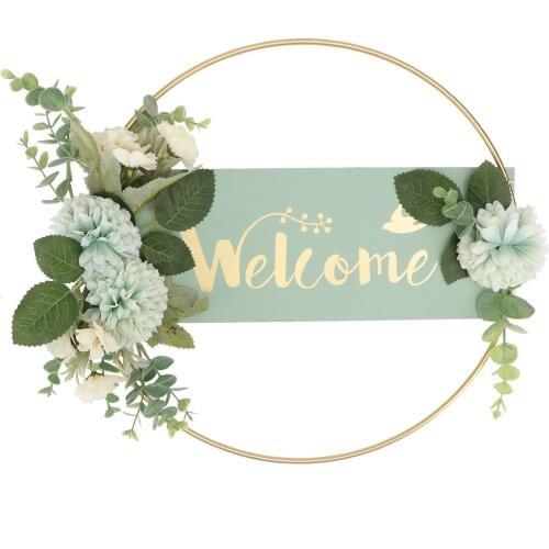 Welcome Sign Farmhouse Decor Floral Wreath Front Door Decoration Wedding Party Signature Board