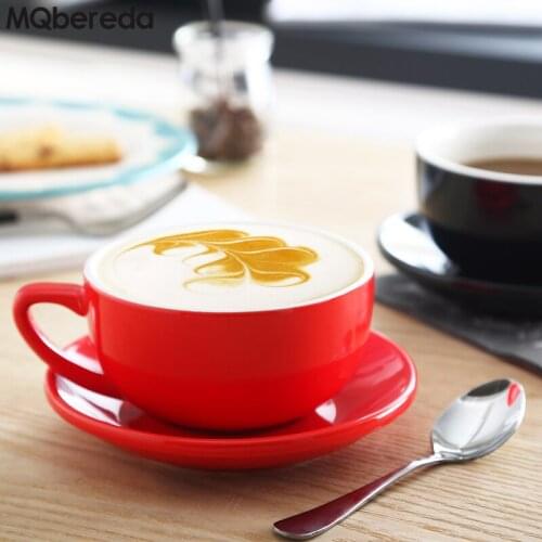 New Creative Coffee Cup 350ml Large Capacity European Style Coffee Mug Saucer Set Latte Cup Black Tea Cup Milk Cup coffee cups