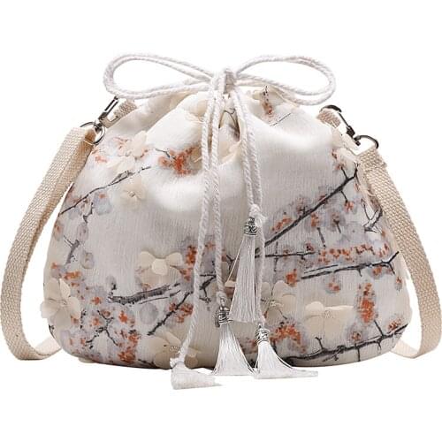 New 2020 Mori Satchel Canvas Cross Body Bag Chinese Style Fairy Purse Han Fu Ancient Style One Shoulder Bag