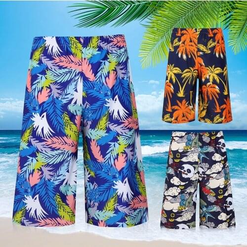New five-point beach pants mens quick-drying sports surfing printed large size swimming trunks beach holiday beach pants