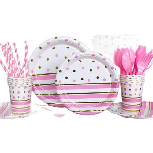 Gender Reveal Party Disposable Plates And Cups Tablecloth Napkin Pink Blue Kids Adult Disposable Party Tableware Set Baby Shower