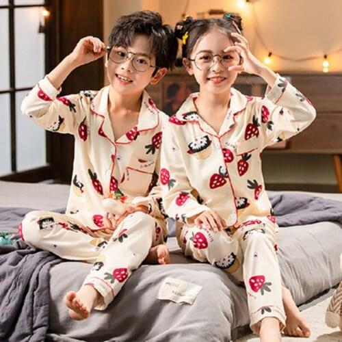 2021 New Spring Autumn Children Cotton Pajamas Sets Kids Girls Cartoon Long Sleeve 2 Pieces Tops+Pants Sleepwear Teen Pyjama