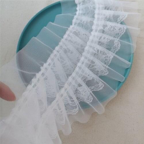 15cm Widened Pleated Ruffled Mesh Lace Fabric DIY Trendy Ladies And Childrens Clothes Multilayer Cake Fluffy Skirt Material
