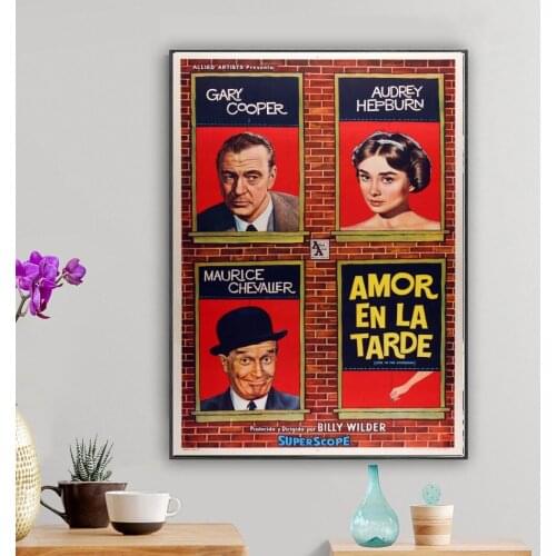 Love in the Afternoon Audrey Hepburn Billy Wilder Vintage Retro Moive Film Decorative Poster Wall Art Canvas Sticker Home Decor