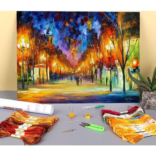 Holiday Aura Printed Canvas 11CT Cross-Stitch DIY Embroidery Patterns DMC Threads Handiwork Needlework Sewing Design