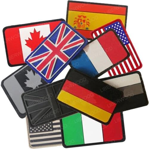 PVC Flag Patch Union Jack Spain France Germany Italy American USA US Canada Flag Military Patch Tactical Badges Rubber Patches