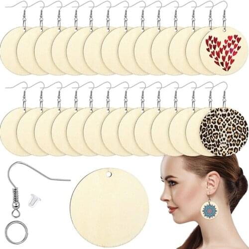 Large Pack Handmade Unfinished Wooden Earrings Teardrop Round Painting Blank Pendant Earring Making Jewelry Supplies Kit