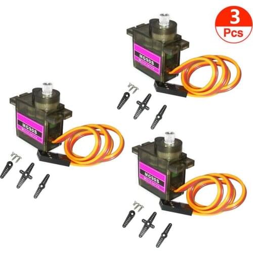 3PCS MG90S Servo Micro 9G Servo Motor Metal Geared Micro Servo Motor 9G Smart Robot Car Helicopter Airplane Boat for Arduino