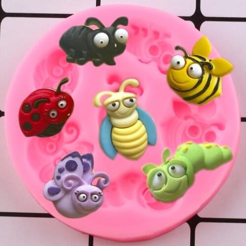 Insects Nature Silicone Molds DIY Bugs Bee Butterfly Cupcake Fondant Cake Decorating Tools Candy Chocolate Jewelry Resin Moulds