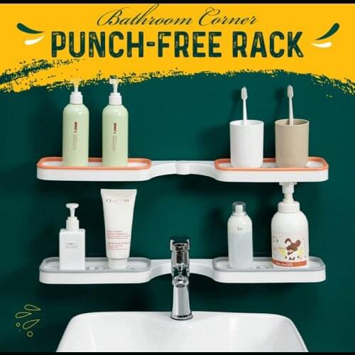 Bathroom Corner Punch-Free Rack Shampoo Storage Rack Holder With Suction Cup Bathroom Shelves Bathroom Accessories Dropship