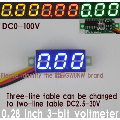 DC LED Digital Voltmeter 0.28 inch 0-100V Voltage Meter Auto Car Mobile Power Voltage Tester Detector 12V Red Green Blue Yellow