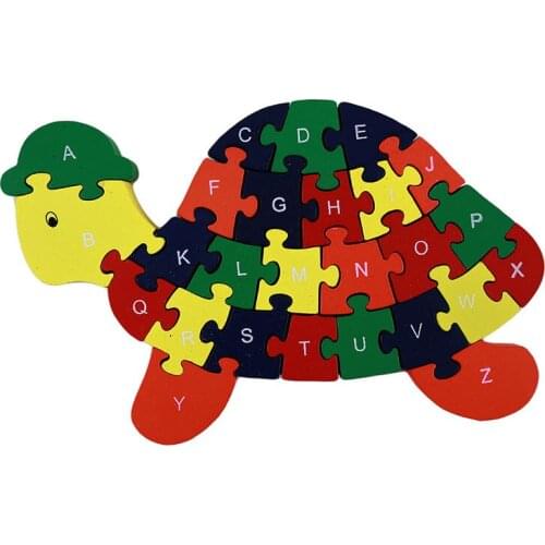 Exercise Children Hands Ability Environmental Wood Puzzles 26 English Letters Snail Toys Assembled Jigsaw Turtle Snail Puzzle