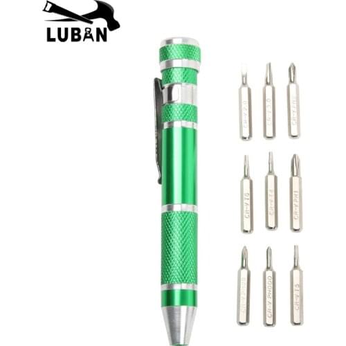 High quality 9in1 Precision Screwdriver Set T6 T5 T4 Phillips000, 00, 0,1 Slotted2.0, 3.0 Repairing Tool LUBAN