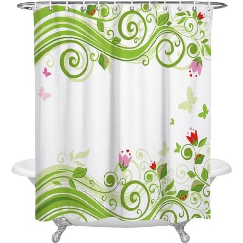 Colorful Flowers Butterfly Shower Curtain Home Bathroom Decor Shower Curtain Waterproof Christmas Shower Curtain