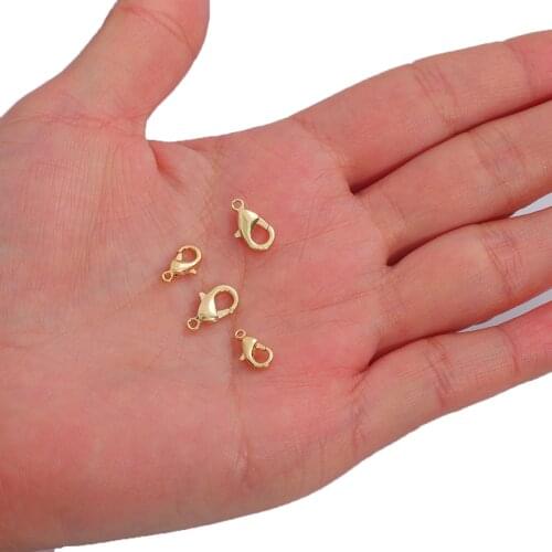 10Pcs/Lot 18k Real Gold Plated 10mm 12mm Lobster clasps for jewelry making handmade DIY bracelets necklace clasp fittings