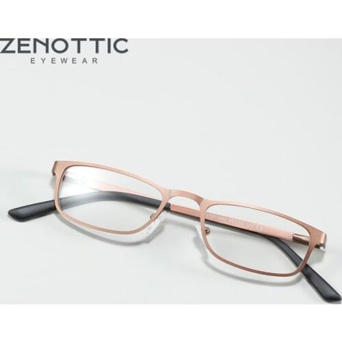 ZENOTTIC Metal Full Rim Rectangle Glasses Women Small Frame Clear Lens Optical Myopia Spectacles Male Business Style Eyewear