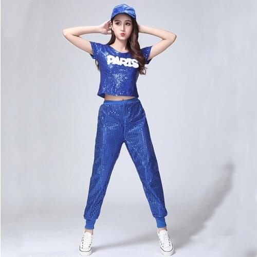 Female Stage Performance Clothes Cool Short Sleeves Top And Long Pants Jazz Dance Clothes Women Hip Hop Street Dance Costumes