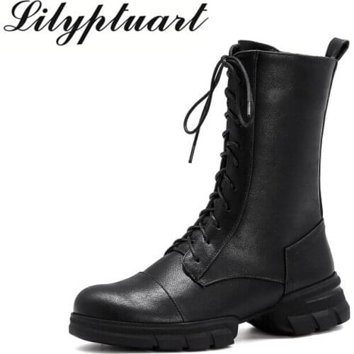 2020 European and American style round toe fashion short boots space leather mid-heel zipper plus size womens boots winter