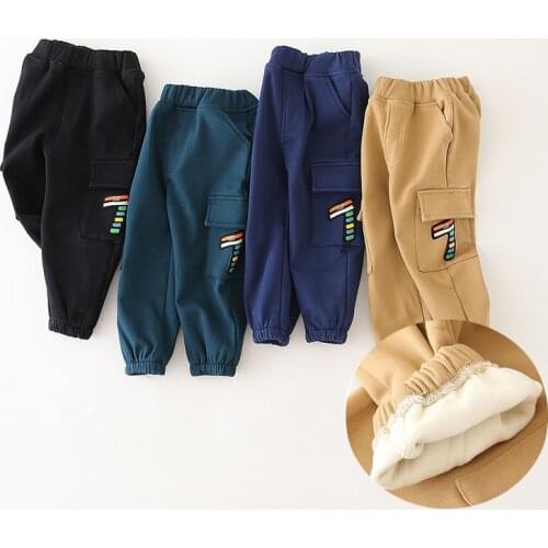 2020 winter kids thickening With velvet pants cotton fashion warm Stretch Bottoming trousers toddler boy girl Children clothing