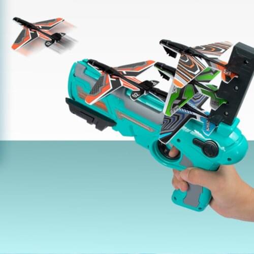 1 Set One-click Ejection Foam Airplane Shooting Game Toy Catapult Plane Toy Gun Bubble Aircraft Pistol For Outdoor Kid Toys