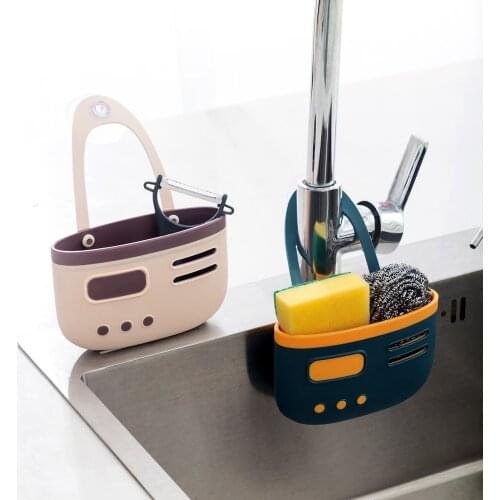 1pc Colourful Sink Draining Basket Soap Sponge Drain Rack Kitchen Sink Organizer Hanging Brush Drainer Holder