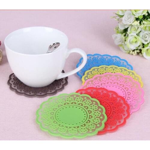 100 creative wedding sweet retro translucent silicone pad insulated hollow lace coasters wedding gifts