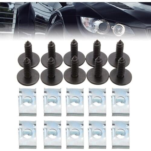 20pcs Chassis Engine Guard Metal Nut Screw Washers Car Fender Bumper Cross Head Screws U-shape Clip For BMW Car Accessories