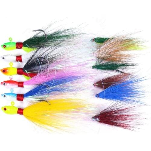 28g 42g 56g85g Fishing Lure Metal Swim Buck Tail Jig Hook Bait Lead Hook Deer Hair Feather Hook Beard Pesca Jigging Lure Fishing