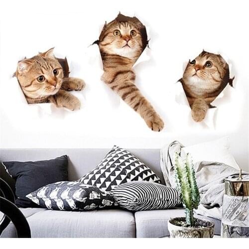 3D Cute Cat Cartoon Wall Sticker Home Bedroom Kitchen Decoration